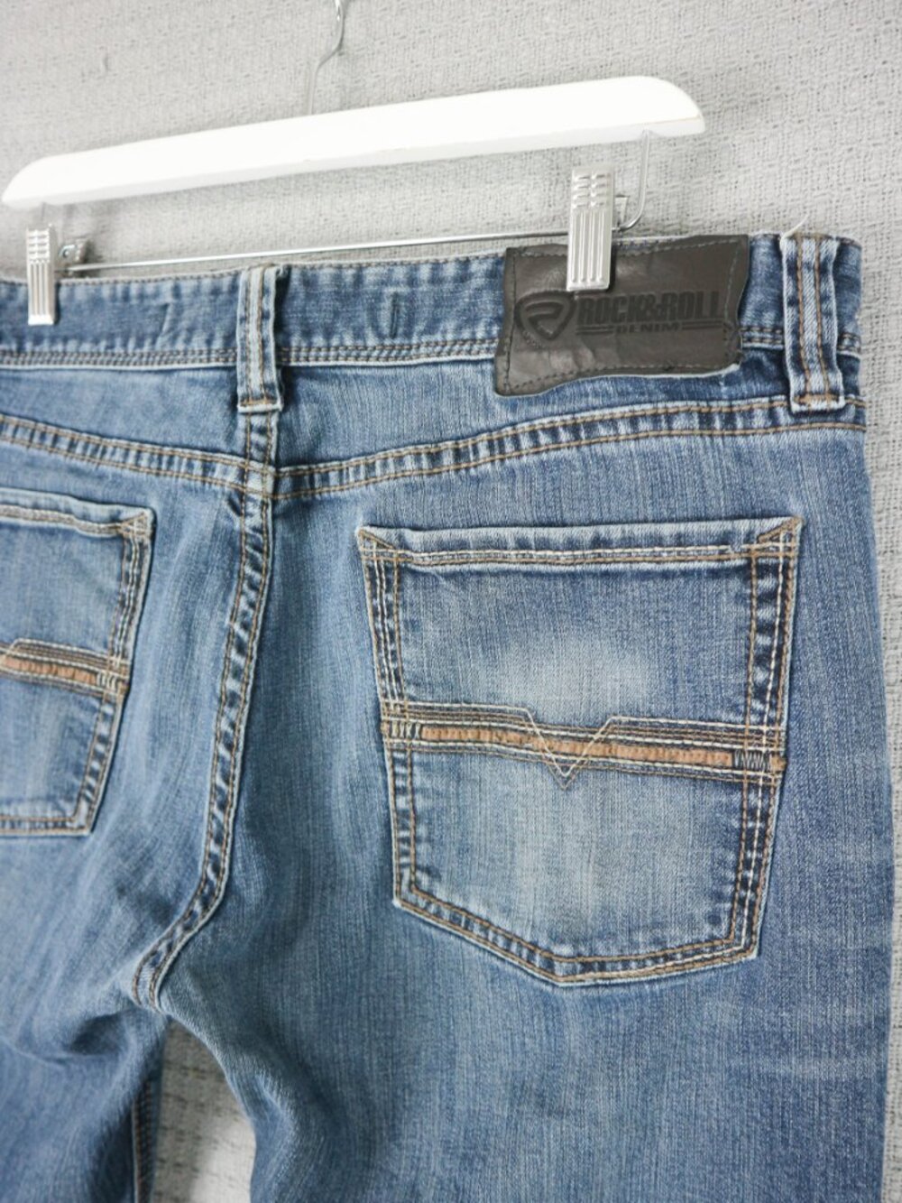 Rock & Roll Pistol Straight Regular Fit Denim Jeans M1P1761 37x31 - Picture 7 of 11